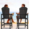 image:imageVINGLI Tall Adirondack Chairs Set of 2 AllWeather Plastic Adirondack Chair with Cup Holders HeavyDuty HDPE Outdoor Bar Stools for Patio Balcony Pool Backyard Black 2 PCSBlack