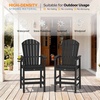 image:imageVINGLI Tall Adirondack Chairs Set of 2 AllWeather Plastic Adirondack Chair with Cup Holders HeavyDuty HDPE Outdoor Bar Stools for Patio Balcony Pool Backyard Black 2 PCSBlack