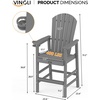 image:imageVINGLI Tall Adirondack Chairs Set of 2 AllWeather Plastic Adirondack Chair with Cup Holders HeavyDuty HDPE Outdoor Bar Stools for Patio Balcony Pool Backyard Black 2 PCSGrey