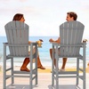 image:imageVINGLI Tall Adirondack Chairs Set of 2 AllWeather Plastic Adirondack Chair with Cup Holders HeavyDuty HDPE Outdoor Bar Stools for Patio Balcony Pool Backyard Black 2 PCSGrey
