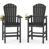 image:imageVINGLI Tall Adirondack Chairs Set of 2 AllWeather Plastic Adirondack Chair with Cup Holders HeavyDuty HDPE Outdoor Bar Stools for Patio Balcony Pool Backyard Black 2 PCSBlack