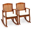 image:imageVINGLI Wooden Rocking Chair with CushionOutdoor Indoor Rocking Chair Supports Up to 450 lbsChair with Comfortable Backrest for Patio Porch Balcony 1 TeakTeak