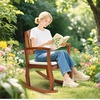 image:imageVINGLI Wooden Rocking Chair with CushionOutdoor Indoor Rocking Chair Supports Up to 450 lbsChair with Comfortable Backrest for Patio Porch Balcony 1 TeakTeak