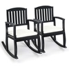 image:imageVINGLI Wooden Rocking Chair with CushionOutdoor Indoor Rocking Chair Supports Up to 450 lbsChair with Comfortable Backrest for Patio Porch Balcony 1 TeakBlack