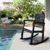 image:imageVINGLI Wooden Rocking Chair with CushionOutdoor Indoor Rocking Chair Supports Up to 450 lbsChair with Comfortable Backrest for Patio Porch Balcony 1 TeakBlack