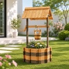 image:imageVINGLI Wooden Wishing Well Outdoor Planters Well Covers for Yard with 4 Reinforced Rods Height Adjustable Hanging Bucket Rustic Flower Pot Decor for Outside Patio GardenCarbonized 25 WidthTwotone