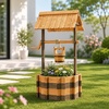 image:imageVINGLI Wooden Wishing Well Outdoor Planters Well Covers for Yard with 4 Reinforced Rods Height Adjustable Hanging Bucket Rustic Flower Pot Decor for Outside Patio GardenCarbonized 25 WidthTwotone