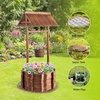 image:imageVINGLI Wooden Wishing Well Outdoor Planters Well Covers for Yard with 4 Reinforced Rods Height Adjustable Hanging Bucket Rustic Flower Pot Decor for Outside Patio GardenCarbonized 25 WidthCarbonized