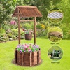 image:imageVINGLI Wooden Wishing Well Outdoor Planters Well Covers for Yard with 4 Reinforced Rods Height Adjustable Hanging Bucket Rustic Flower Pot Decor for Outside Patio GardenCarbonized 25 WidthCarbonized