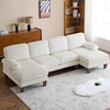 image:imageVINGLI 110 Sectional Couches for Living RoomU Shaped Couch with Double Chaise 4Seat Sofa Set with Corduroy Fabric for Home FurnitureBeige