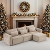 image:imageVINGLI 111 Convertible Modular Sectional SofaComfortable L Shaped Reversible Couch with Ottoman Removable 3 Seater Boneless Modern Couch Durable Chenille Cloud Sofa for Living RoomKhakiChenillebeige