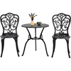 image:imageVINGLI 3 PCS Outdoor Bistro Set Outdoor Patio Set AllWeather Cast Aluminum Bistro Table Set Bistro Table and Chairs Set of 2 for Backyard Garden Balcony Bronze RoseBlack