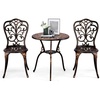 image:imageVINGLI 3 PCS Outdoor Bistro Set Outdoor Patio Set AllWeather Cast Aluminum Bistro Table Set Bistro Table and Chairs Set of 2 for Backyard Garden Balcony Bronze RoseBronze