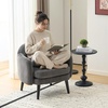 image:imageVINGLI 303 Wide Modern Barrel Accent Armchair with Track Armrest Solid Wooden Legs Comfy Upholstered Club Chair Round Single Home Sofa for Living Room Bedroom Reading Room Corduroy GreyGrey