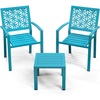 image:imageVINGLI 3Piece Outdoor Bistro Set Stackable Modern Metal Steel Table and Chairs with RustResistant Coating Small Patio Furniture Conversation Set for Porch Deck Balcony Garden BlueBlue