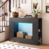 image:imageVINGLI 43 Fluted Console Table with Storage and Lights Small Wood Entryway Table with Shelves Narrow Sofa Table Behind Couch for Living Room Entrance Foyer Hallway BlackBlack