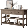 image:imageVINGLI 47 Console Table Entryway Table with 3 Drawers amp 2 Storage Shelves Narrow Sofa Table Behind Couch Console Tables for Living Room Entrance Foyer Hallway Office GreyGrey