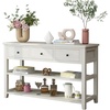 image:imageVINGLI 47 Console Table Entryway Table with 3 Drawers amp 2 Storage Shelves Narrow Sofa Table Behind Couch Console Tables for Living Room Entrance Foyer Hallway Office GreyWhite