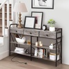 image:imageVINGLI 55 Entryway Table with Charging Station Console Table with 3 Drawers Narrow Sofa Table with 2 Tiers Entry Table with Baffle for Entryway Hallway Living Room Behind Couch GreyGrey