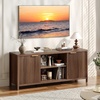 image:imageVINGLI 58 Fluted TV Stand for TVs up to 70 Modern TV Stand with Storage amp Adjustable Shelves Elegant Media Console Entertainment Center for Living Room amp Bedroom WalnutWalnut Wood