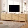 image:imageVINGLI 58 Fluted TV Stand for TVs up to 70 Modern TV Stand with Storage amp Adjustable Shelves Elegant Media Console Entertainment Center for Living Room amp Bedroom WalnutOak