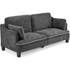 image:imageVINGLI 84 Extra Deep Seat Sofa Couch 3 Seater Upholstered Living Room Couches with 2 Piped Seater Cushions Throw Pillows Modern Linen Velvet Fabric Sofa for Apartment Bedroom Office