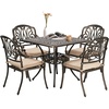image:imageVINGLI 9 Pieces Outdoor Dining Set Cast Aluminium AllWeather Patio Dining Set for 8 with Umbrella Hole Outdoor Dining Table and Chairs with Cushion for Yard Garden Porch and Poolside Bronze5Piece Square Table