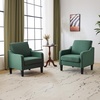 image:imageVINGLI Accent Chairs Set of 2 Dark Green Upholstered Linen Accent Chair for Living Room Bedroom MidCentury Modern Arm Chair Comfy Reading Chair with Scooped Arms