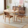 image:imageVINGLI Black Woven Wooden Dining Chairs Set of 2Armless Mid Century Modern Desk Chairs with RivetampFoot PegsUpholstered Farmhouse Comfy Chair No Wheels for Dining RoomLiving RoomKitchenOakSuedeBrown