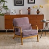 image:imageVINGLI Chenille MidCentury Modern Accent Chair Set of 2 Cute Reading Arm Chair with Cushion amp Lumbar Pillow amp Solid Wood Frame for Lounge Living Room Reading Room Bedroom EspressoLight Purple