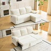 image:imageVINGLI Convertible Sofa Bed Couches for Living Room Sleeper Sofa with Pull Out Couch Bed CloudLike Plush Fleece LShape Sectional Couch with Storage Chaise USB Charging Side Pockets Beige