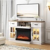image:imageVINGLI Fireplace TV Stand up to 65 TVs 3Sided Glass Entertainment Center with Electric Fireplace Heater amp Glass Doors and Drawers Fireplace Media Console Table with LED Light Living Room White