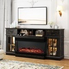 image:imageVINGLI Fireplace TV Stand up to 80 TVs 3Sided Glass Entertainment Center with Electric Fireplace Heater amp Glass Doors and Drawers Media Console Table with LED Living Room Dark Rustic Oak