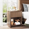image:imageVINGLI Floating Nightstand Set of 2 Fluted Nightstands with 1 Drawer Oak Night Stand for Bedroom Wood Bed Side Table Fluted Nightstand End Table for Bedroom and Living RoomWalnut