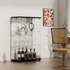 image:imageVINGLI Glass Display Cabinet with 3 Shelves Double Doors and Lock Floor Standing Curio Cabinets with LED Light Upgraded Tempered Glass Bookshelf for Living Room Living Room Bedroom Office BlackBlack