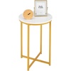 image:imageVINGLI Modern End Table Round Side Table with Golden Metal Frame for Bedroom Living Room Accent Coffee Table Nightstand with Faux Marble Top WhileGold