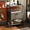 image:imageVINGLI Night Stand with Charging Station amp Led Light 19 W Fluted Nightstand Round Edge Wood Nightstand Mid Century Modern End Table Bed Side Table for Bedroom Living Room Gray OakGrey