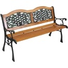 image:imageVINGLI Outdoor Bench Weather Resistant Cast Iron FrameTeak Wood Seat wPVC Backrest 3Person 470lbs Capacity Garden Bench for Park Porch Entryway Patio Arch