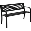 image:imageVINGLI Outdoor Metal Bench wPVC Back  All Weather Resistant Black Garden Patio Bench for Entryway Front Porch Entryway Decor Deck Black TulipBlack