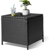 image:imageVINGLI Outdoor Side Table with Storage 27Gallon Patio Deck Box Outdoor Wicker Side Table for Poolside Balcony Storage Table Brown SquareBlack