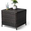 image:imageVINGLI Outdoor Side Table with Storage 27Gallon Patio Deck Box Outdoor Wicker Side Table for Poolside Balcony Storage Table Brown SquareBrown