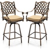 image:imageVINGLI Outdoor Swivel Bar Stools Set of 2 Cast Aluminum Patio Bar Height Chairs AllWeather Bar Dining Chairs Outdoor Swivel Patio Furniture Elizabethan BackGrid Back