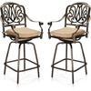 image:imageVINGLI Outdoor Swivel Bar Stools Set of 2 Cast Aluminum Patio Bar Height Chairs AllWeather Bar Dining Chairs Outdoor Swivel Patio Furniture Elizabethan BackElizabethan Back