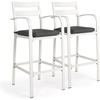 image:imageVINGLI Outdoor Swivel Bar Stools Set of 2 Cast Aluminum Patio Bar Height Chairs AllWeather Bar Dining Chairs Outdoor Swivel Patio Furniture Elizabethan BackWhite