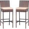 image:imageVINGLI Outdoor Wicker Bar Stool Set of 2 Patio Bar Stools wCushion Bar Height Patio Chairs Outdoor Rattan Barstools for Garden Pool Lawn Backyard Brown