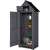 image:imageVINGLI Outdoor Wooden Storage Shed Garden Shed Outside Tool Cabinet with Safety Latch Patio Storage Organizer Dark GreyGray