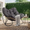 image:imageVINGLI Papasan Rocking Chair Outdoor Patio Rocking Chair with Cushion Comfortable Lounge Chair Weatherproof for Garden Yard OutdoorIndoor BeigeGrey