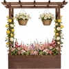 image:imageVINGLI Raised Garden Bed with Trellis amp Hanging Roof Wooden Elevated Planter Box with Drainage Holes for Outdoor Climbing Plants Vegetables Flowers Patio Yard Balcony Carbonized Medium