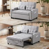 image:imageVINGLI Sectional Sleeper Sofa with Pull Out Couch Bed 111 Inch UShaped Convertible Sofa Bed 7 Seat Modular Sectional Couches for Living Room with Storage Chaise USB Charging Side PocketsLight Grey