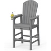 image:imageVINGLI Tall Adirondack Chairs Set of 2 AllWeather Plastic Adirondack Chair with Cup Holders HeavyDuty HDPE Outdoor Bar Stools for Patio Balcony Pool Backyard Black 2 PCSGrey